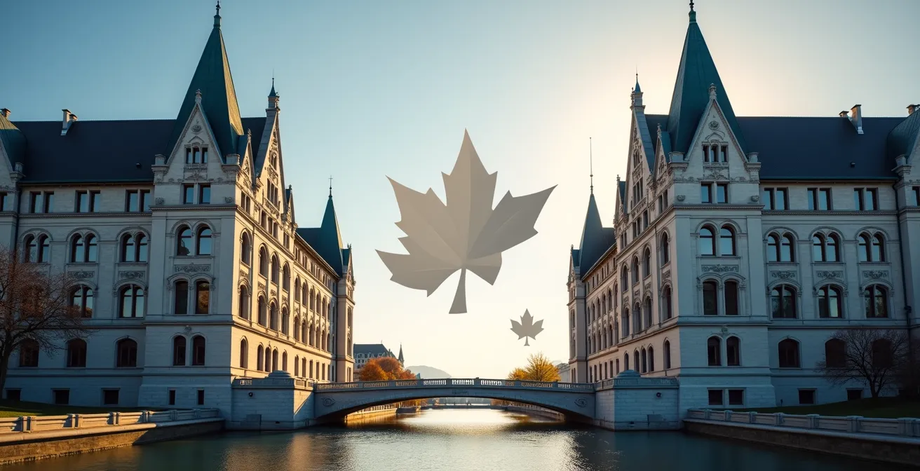 Schéma visuel montrant l'interaction entre les bureaux provinciaux et fédéraux d'immigration avec des flèches directionnelles