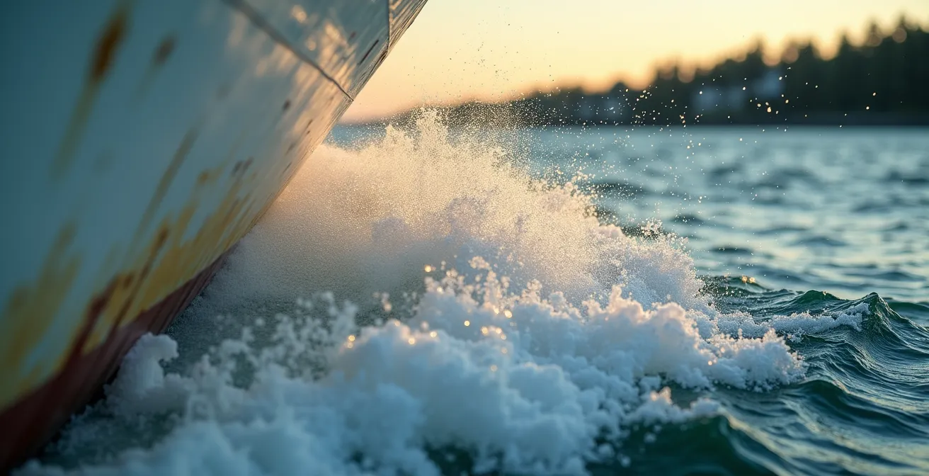 Traversier de BC Ferries naviguant au coucher du soleil entre les îles de la Colombie-Britannique