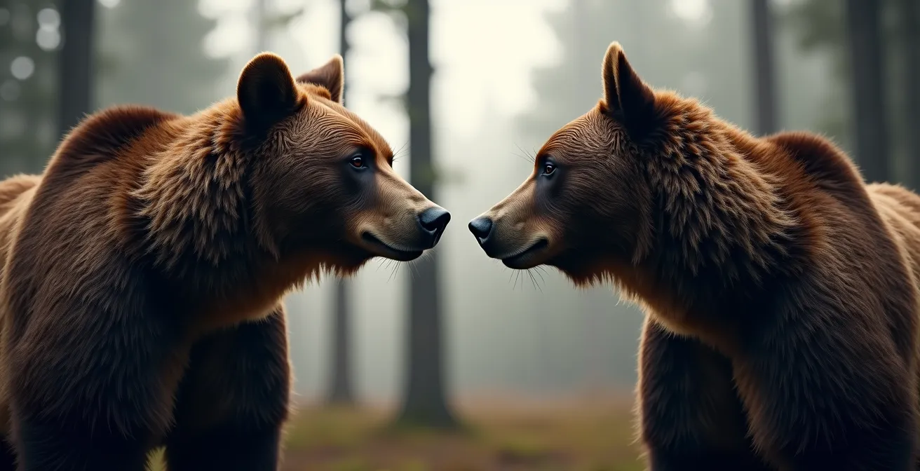 Comparaison côte à côte du profil d'un ours noir et d'un grizzli montrant leurs différences morphologiques
