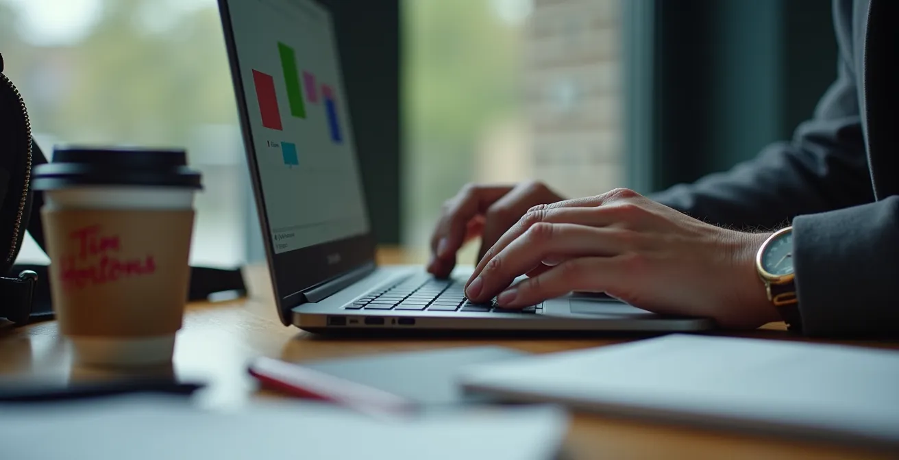 Bureau d'étudiant avec ordinateur montrant un CV canadien en préparation