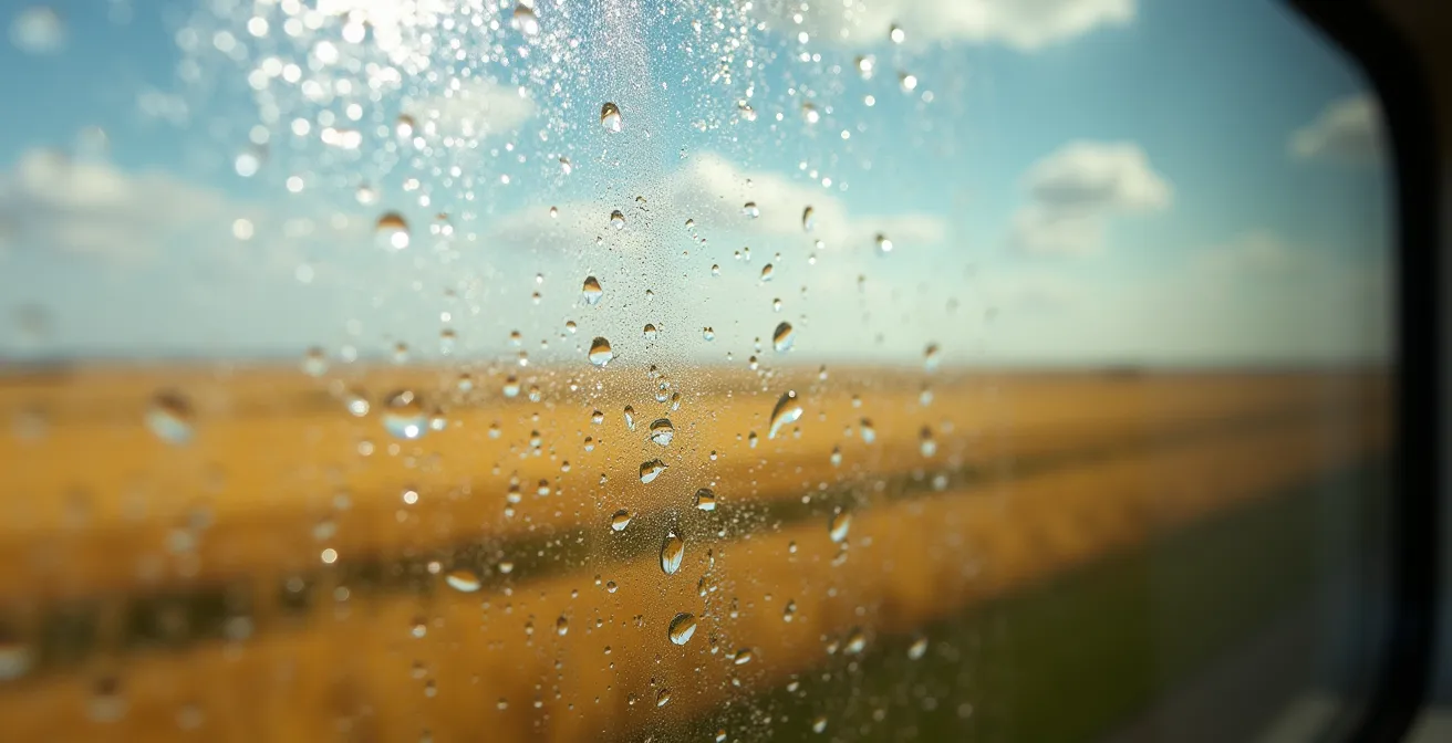 Vue depuis la voiture panoramique traversant les prairies infinies du Canada